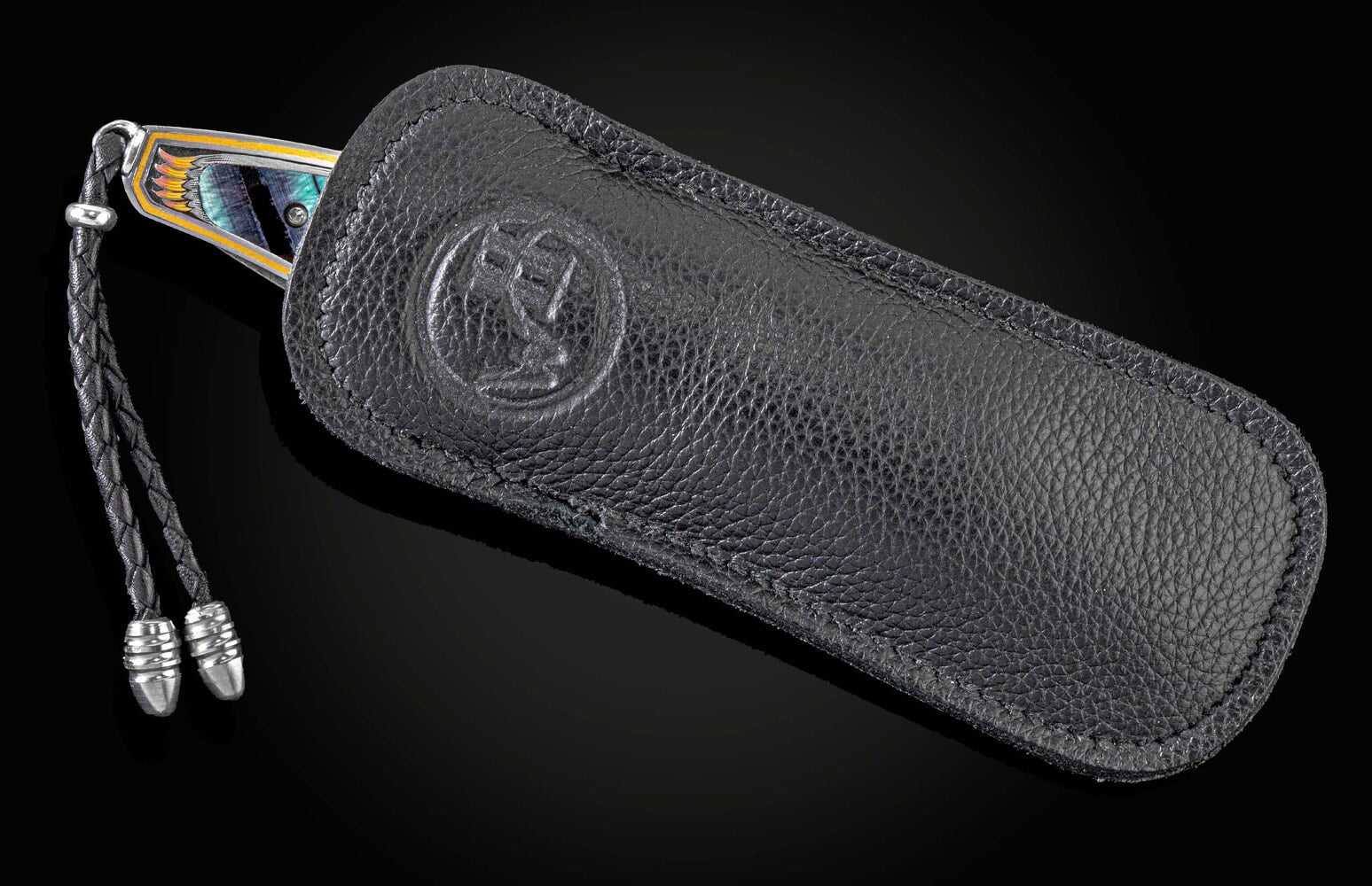 William Henry Hand-engraved pocketknife with fossil woolly mammoth tooth B10 FALCON