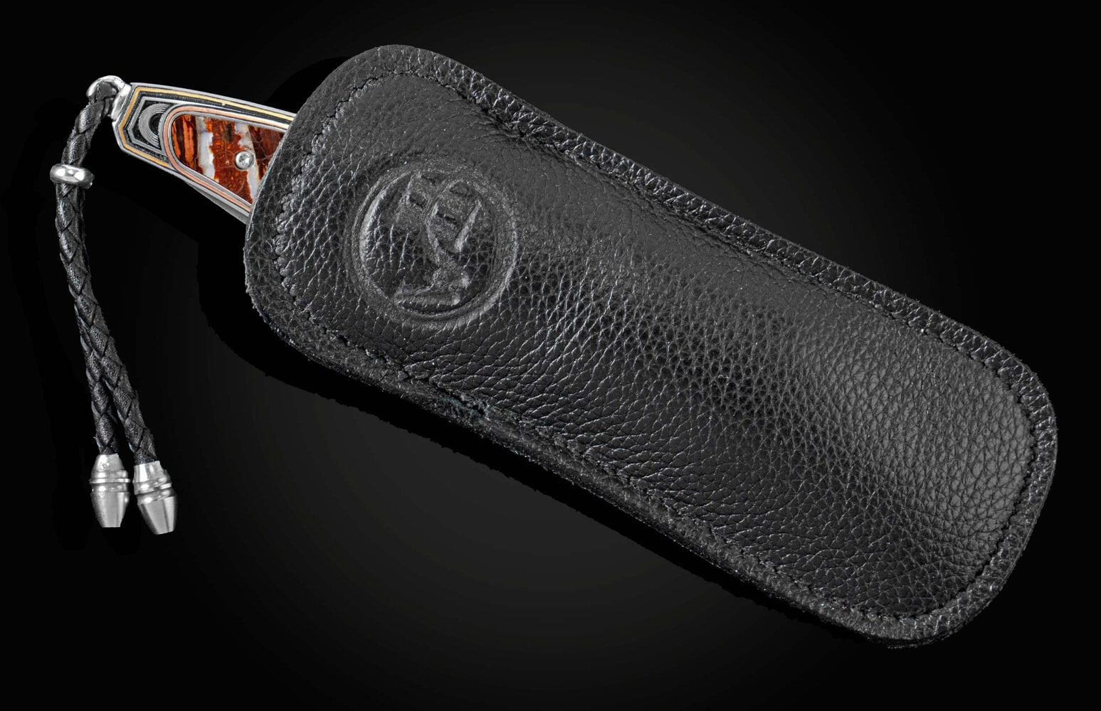 William Henry Hand and laser engraved pocketknife inlaid with 24K gold, copper, and fossil mammoth tooth B10 NORDIC