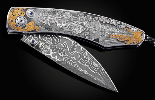 William Henry Hand-engraved handles, hand-forged Damascus blade B12 BLACK GOLD IV