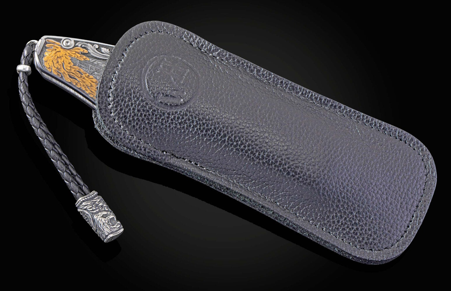 William Henry Hand-engraved handles, hand-forged Damascus blade B12 BLACK GOLD IV