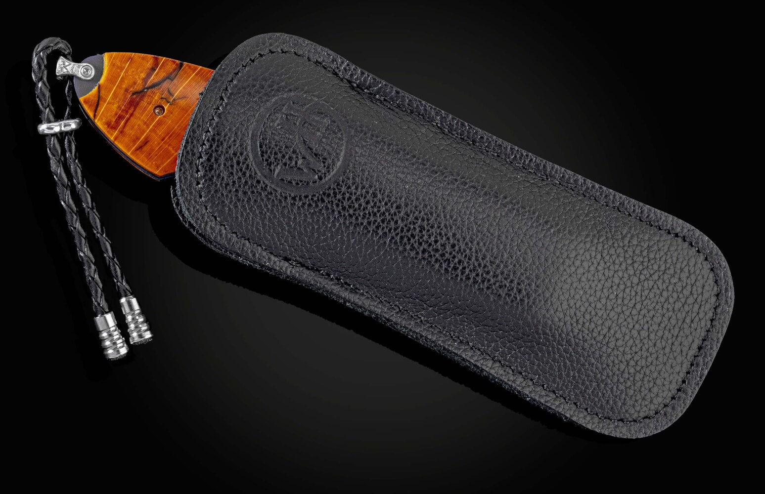 William Henry Titanium pocketknife featuring spalted beech woodand 'wave' damascus blade B12 BLUE BEECH