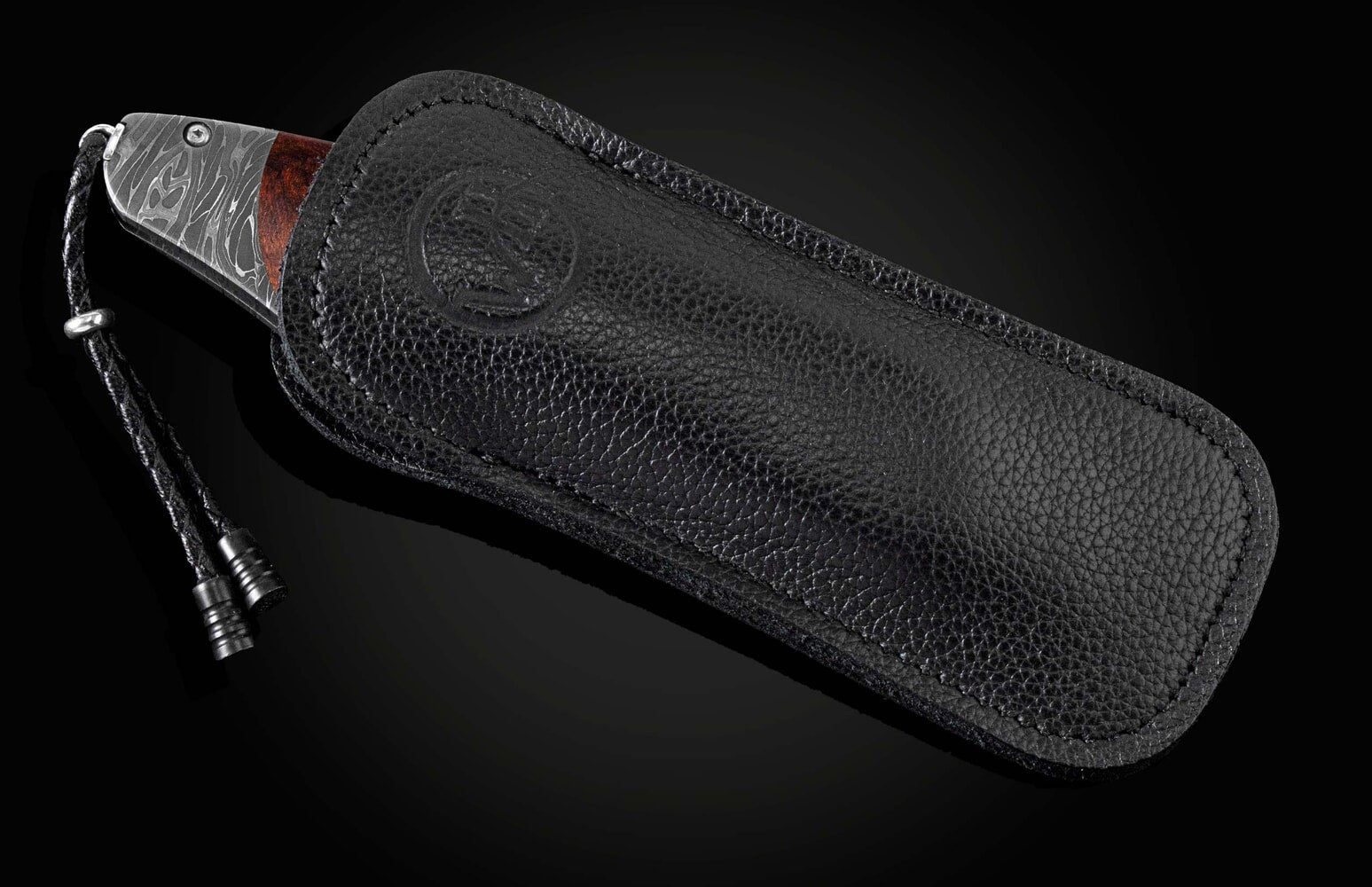 William Henry Hand-forged damascus pocketknife with desert ironwood B12 BURNT SKY