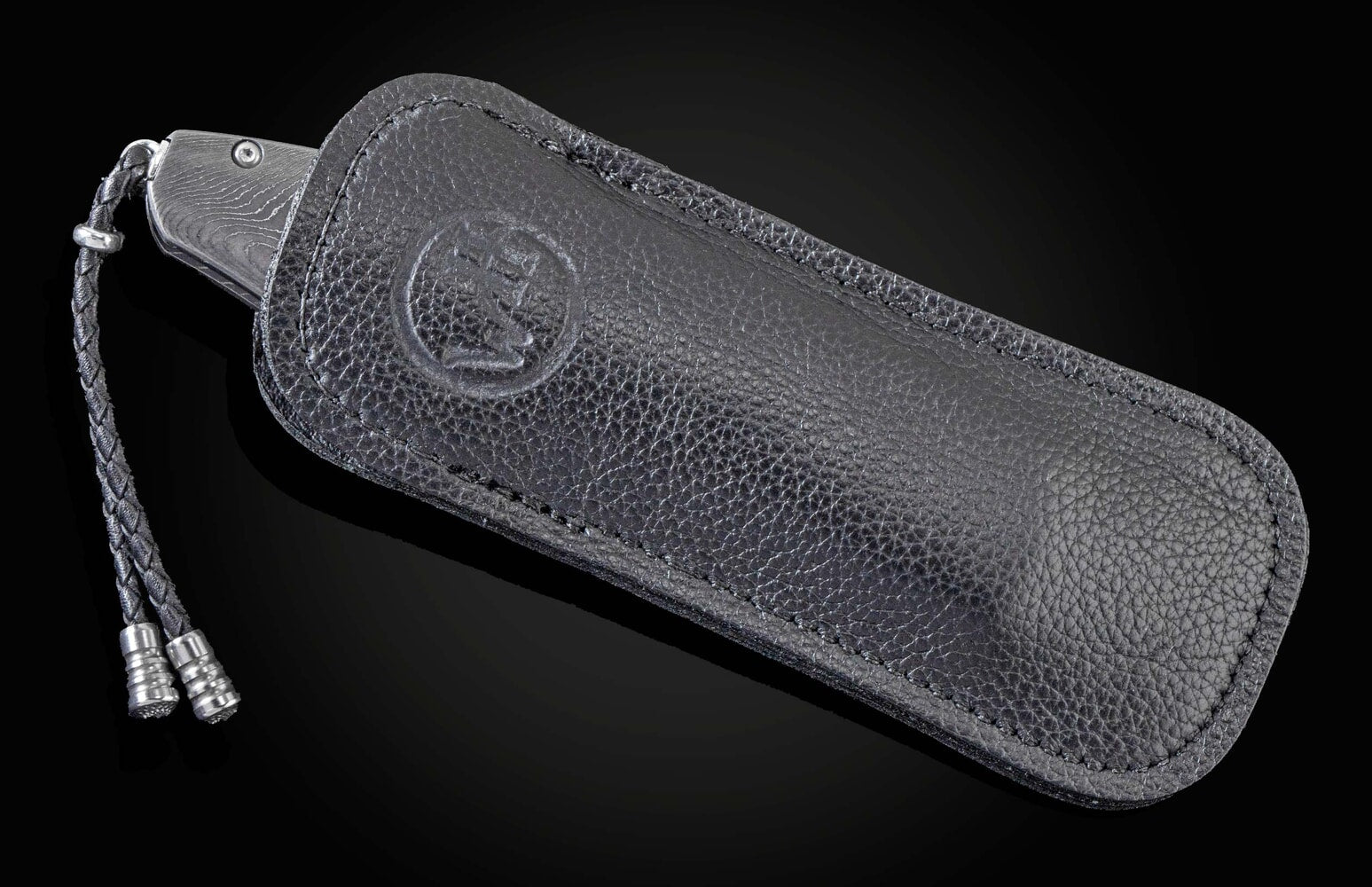 William Henry Hand-forged damascus pocketknife with Maki-e on black lip pearl B12 CRANE