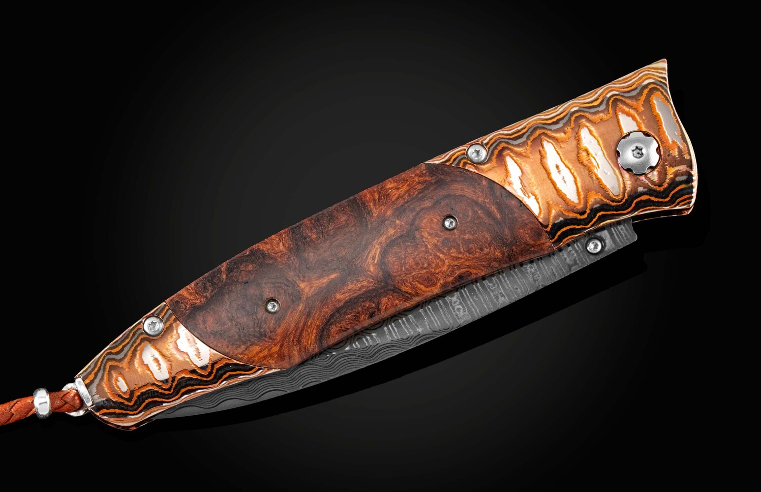 William Henry Folding pocketknife with Desert Ironwood, 'Wave Mokume' and 'Wave' damascus blade B30 DARK DESERT