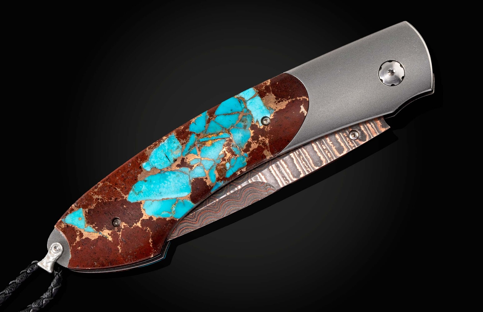 William Henry Pocketknife with turquoise, lava and bronze, and Copper Wave blade B12 HOT LAVA
