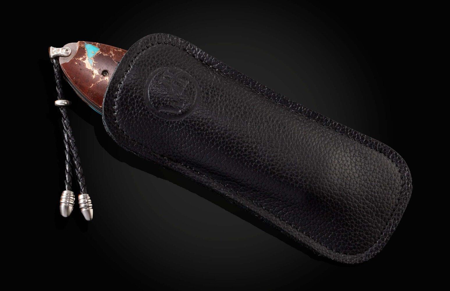 William Henry Pocketknife with turquoise, lava and bronze, and Copper Wave blade B12 HOT LAVA