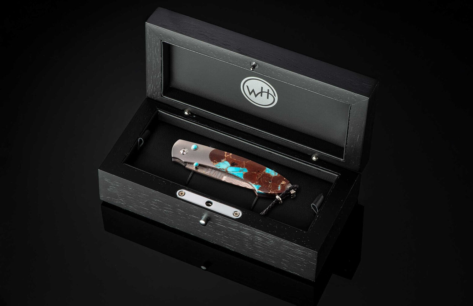 William Henry Pocketknife with turquoise, lava and bronze, and Copper Wave blade B12 HOT LAVA