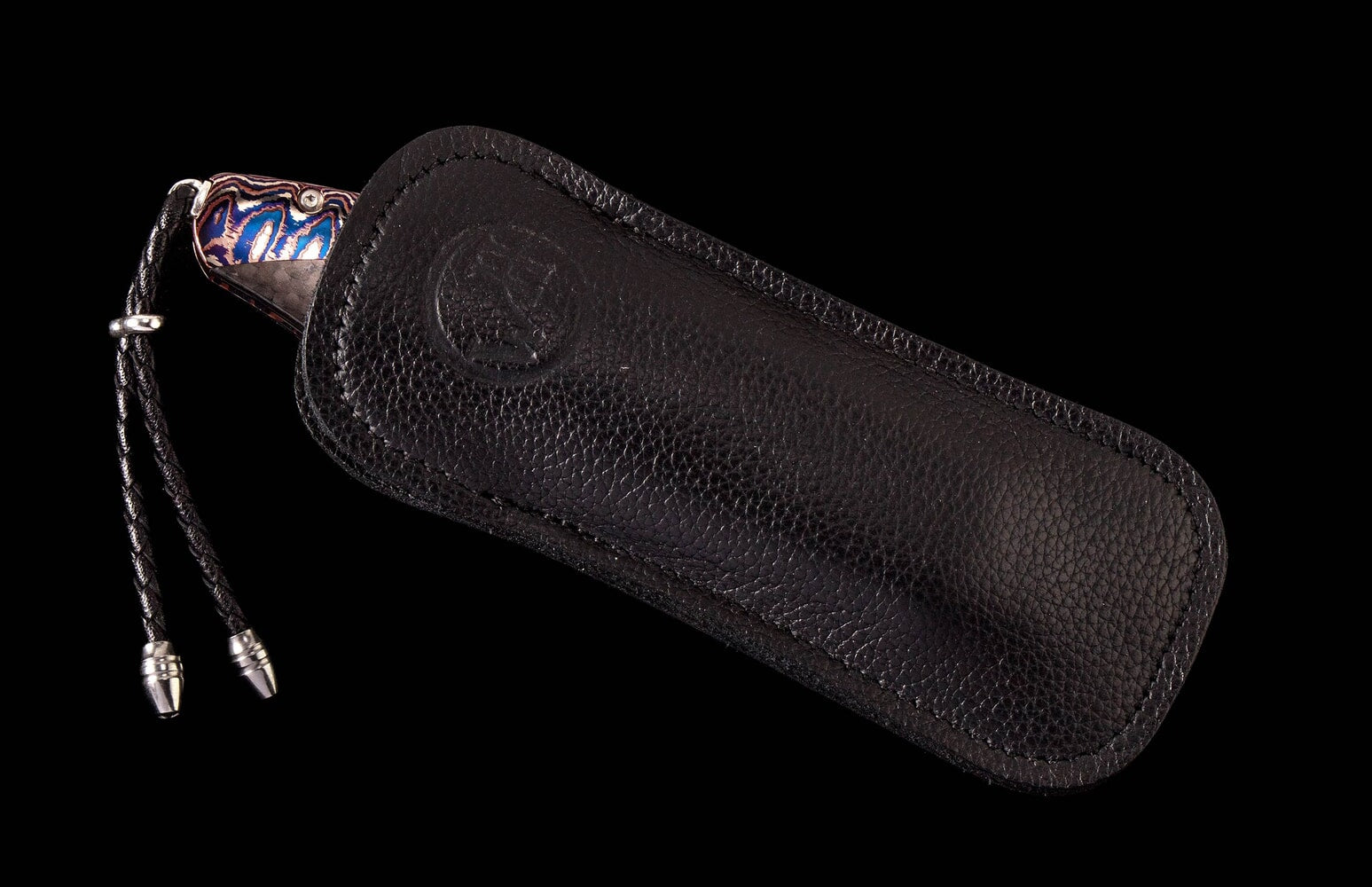 William Henry Folding knife featuring 'wave' mokume, carbon fiber and 'wave' damascus blade B12 MIDNIGHT SKY