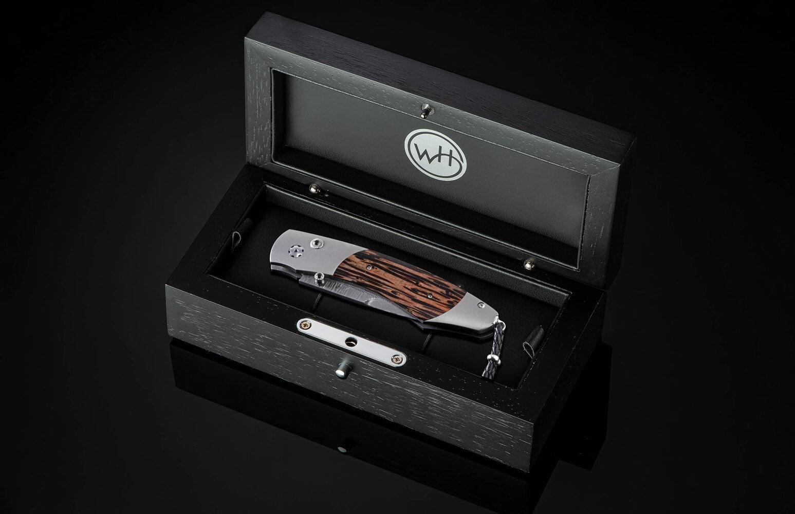 William Henry Pocketknife with Black Palm wood and VG-10 core damascus B12 PALMISTRY