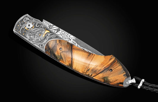 William Henry Hand-engraved pocket knife with woolly mammoth tooth B12 PHOENIX