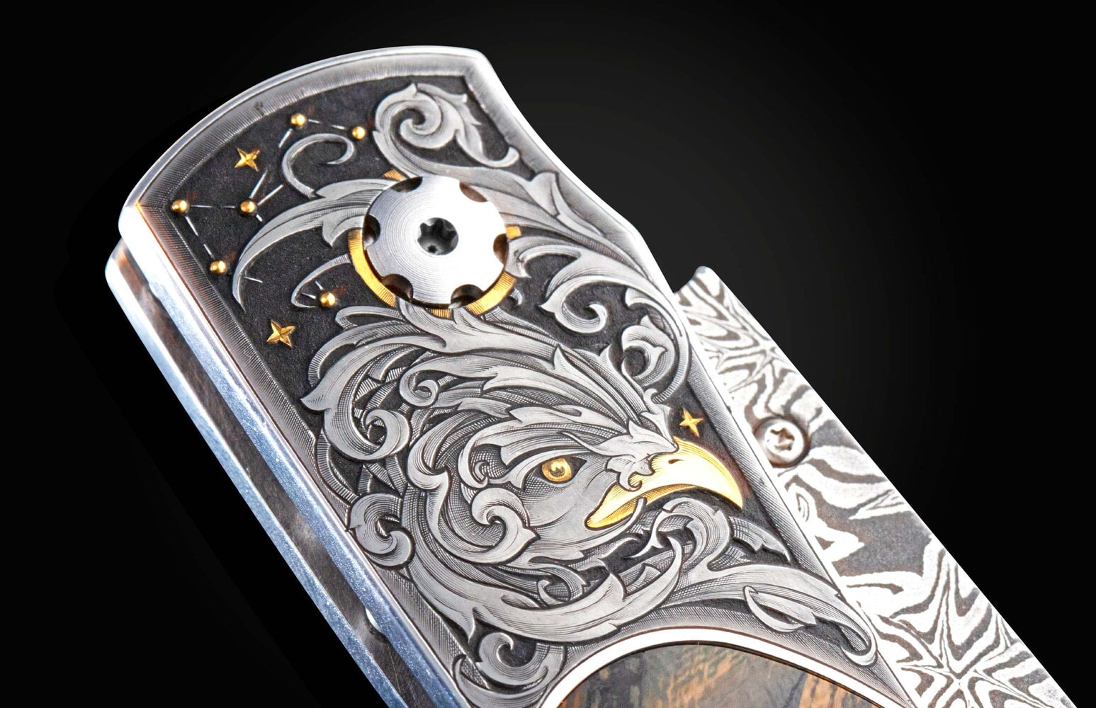 William Henry Hand-engraved pocket knife with woolly mammoth tooth B12 PHOENIX