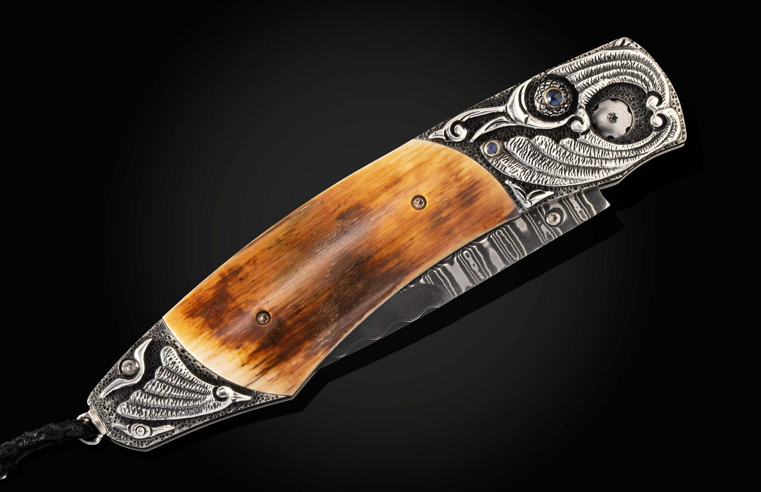 William Henry Pocketknife with carved sterling silver and fossil Mammoth Ivory bark B12 ROYAL CREST