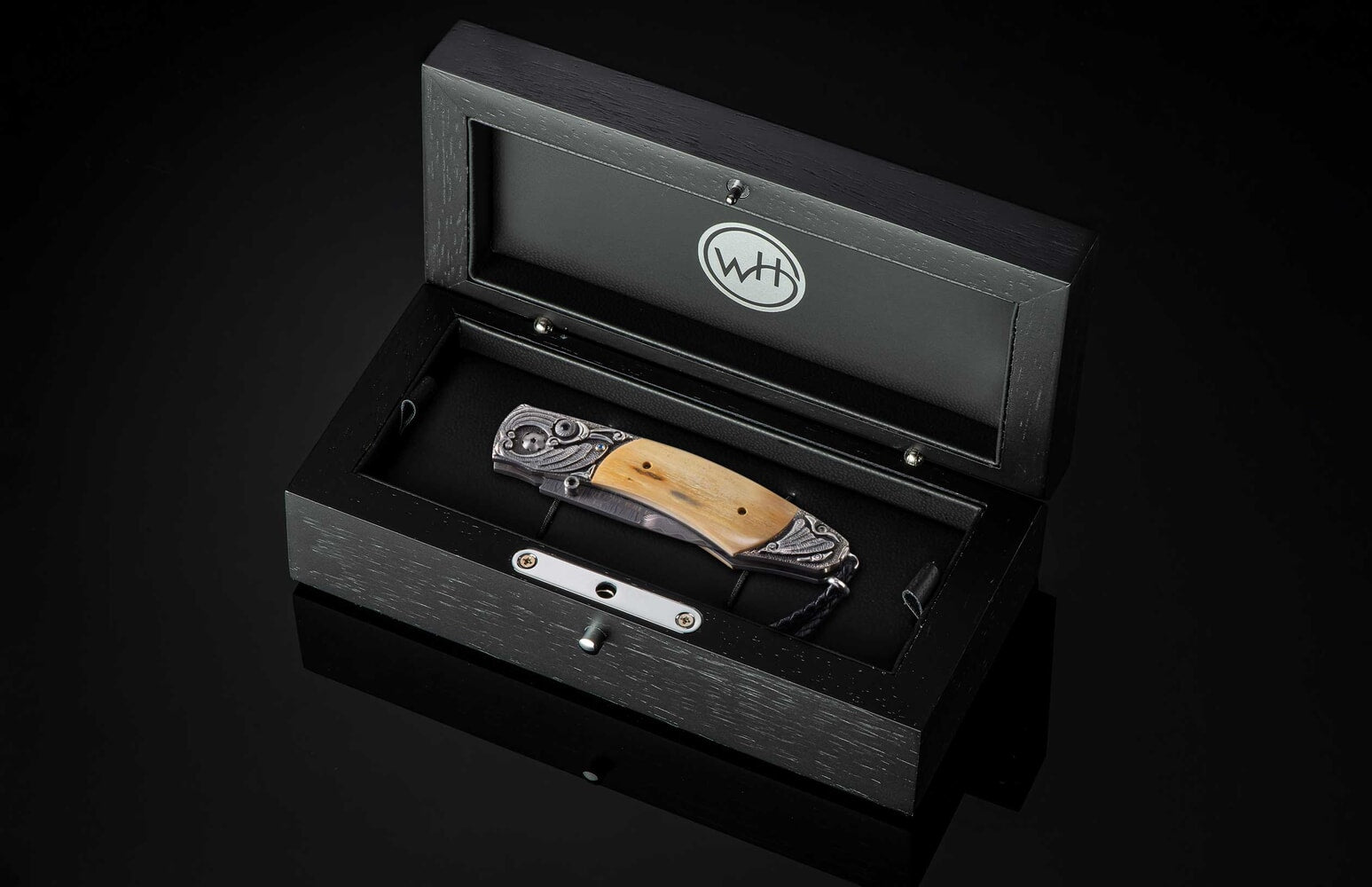 William Henry Pocketknife with carved sterling silver and fossil Mammoth Ivory bark B12 ROYAL CREST
