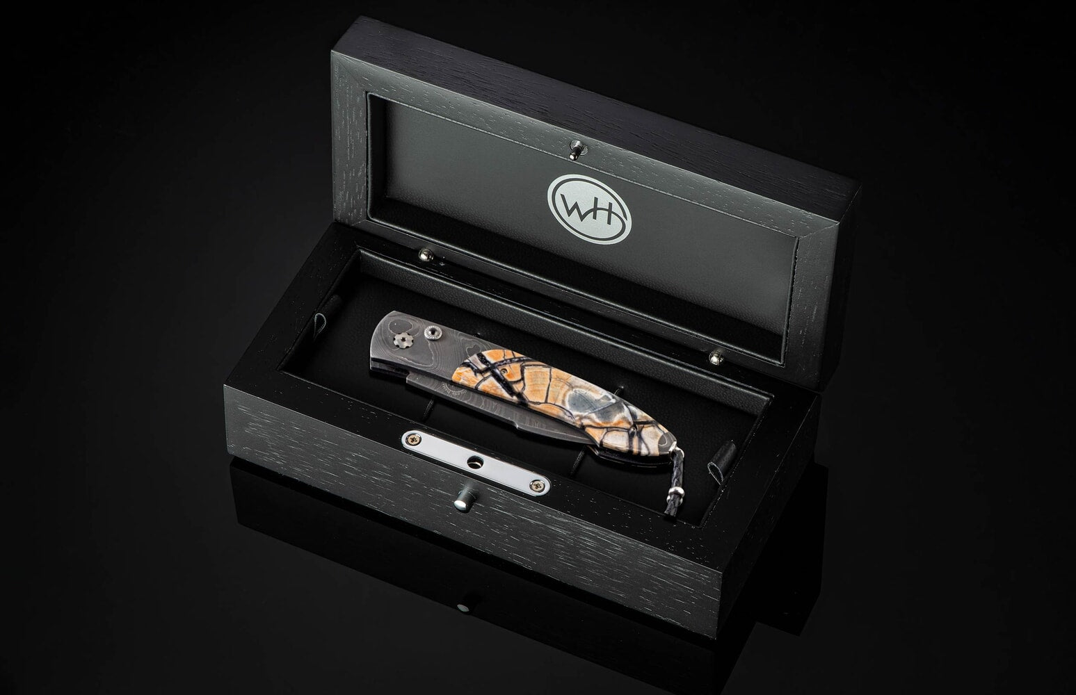 William Henry Automatic opening folding knife with hand-forged damascus and woolly mammoth tusk B22 EPIC