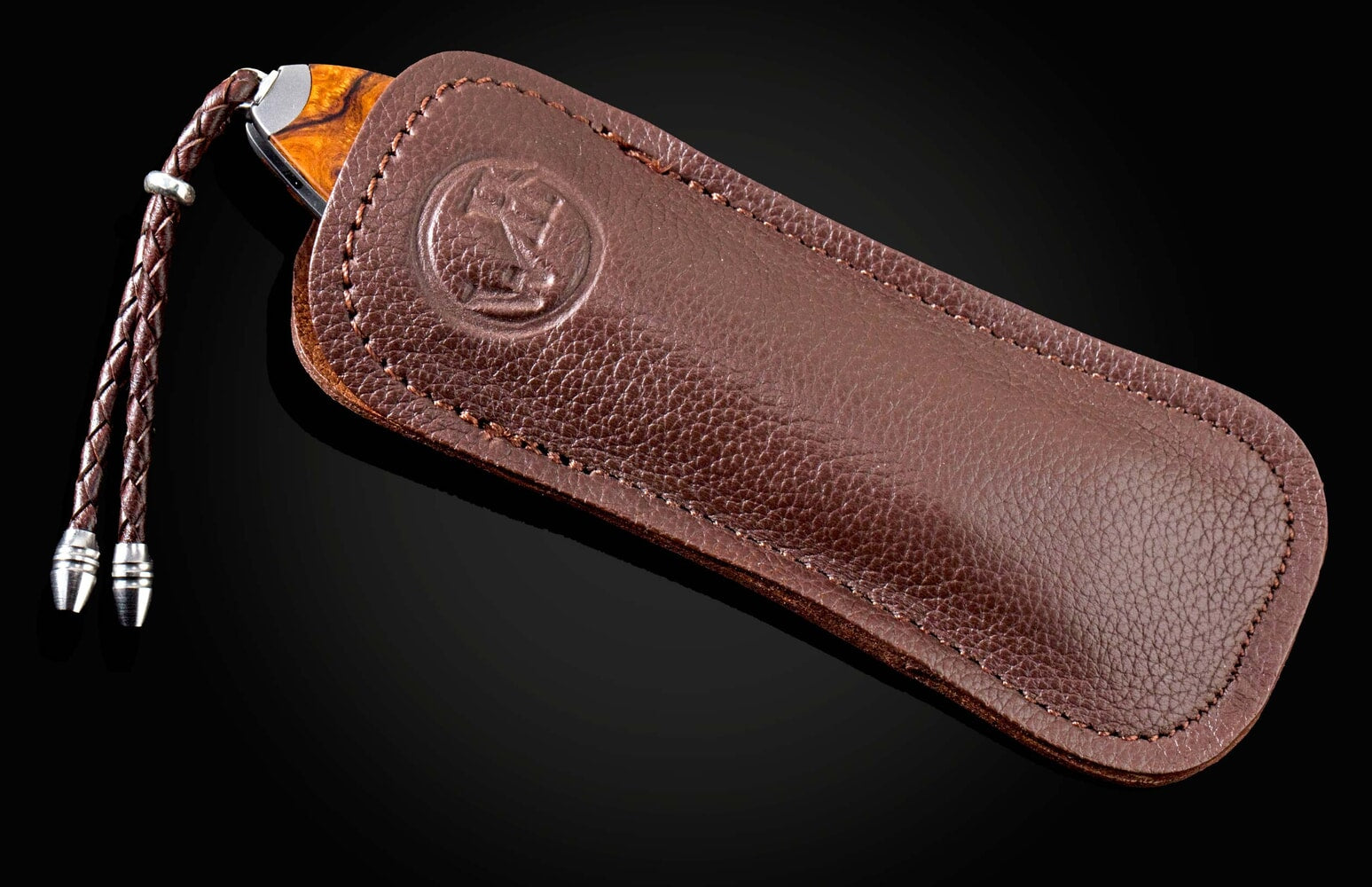 William Henry Automatic opening folding knife with titanium, damascus, and ironwood B22 VISTA