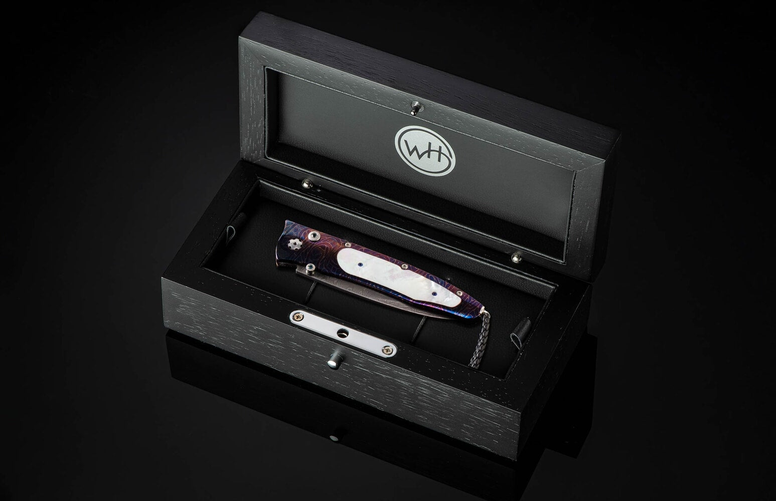 William Henry Pocketknife with hand-forged damascus and mother of pearl B30 BLUE OCEAN
