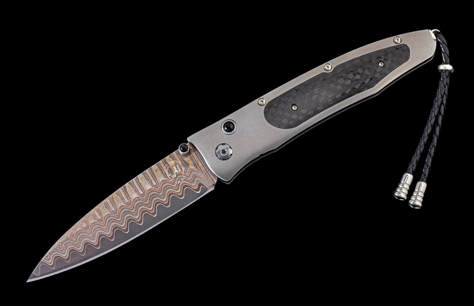 William Henry Titanium pocket knife inlaid with carbon fiber B30 COLLIDER