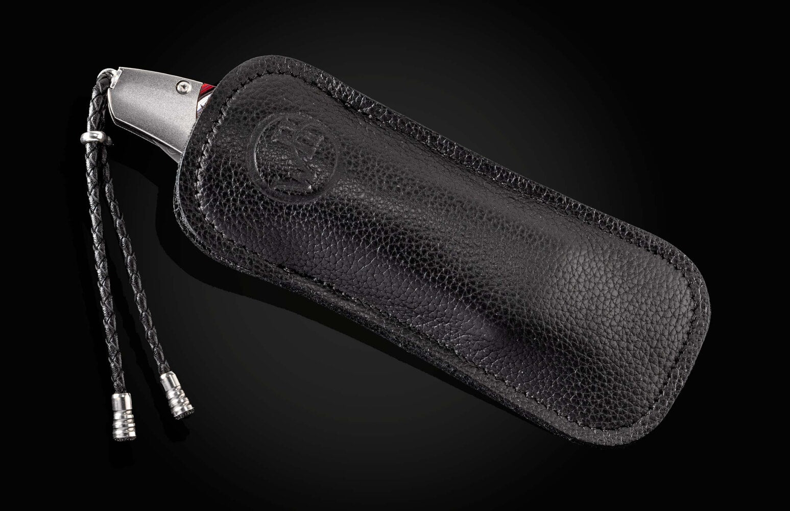 William Henry Titanium folding knife with Fordite and 'wave' damascus blade B30 OVERDRIVE