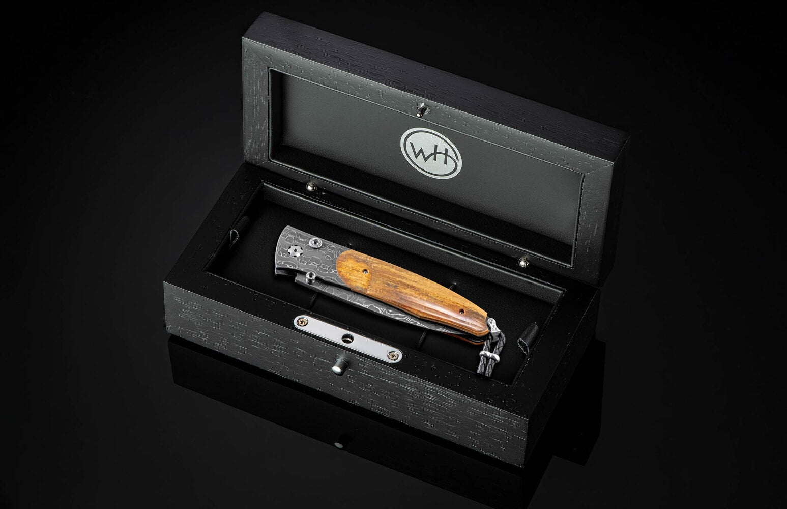 William Henry Pocketknife featuring hand-forged damascus andfossil woolly mammoth tusk bark B30 WRANGEL