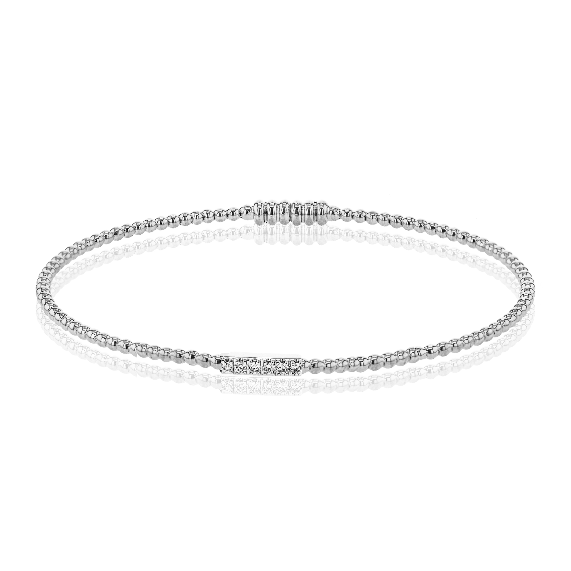 Beaded Bangle in 18k Gold with Diamonds