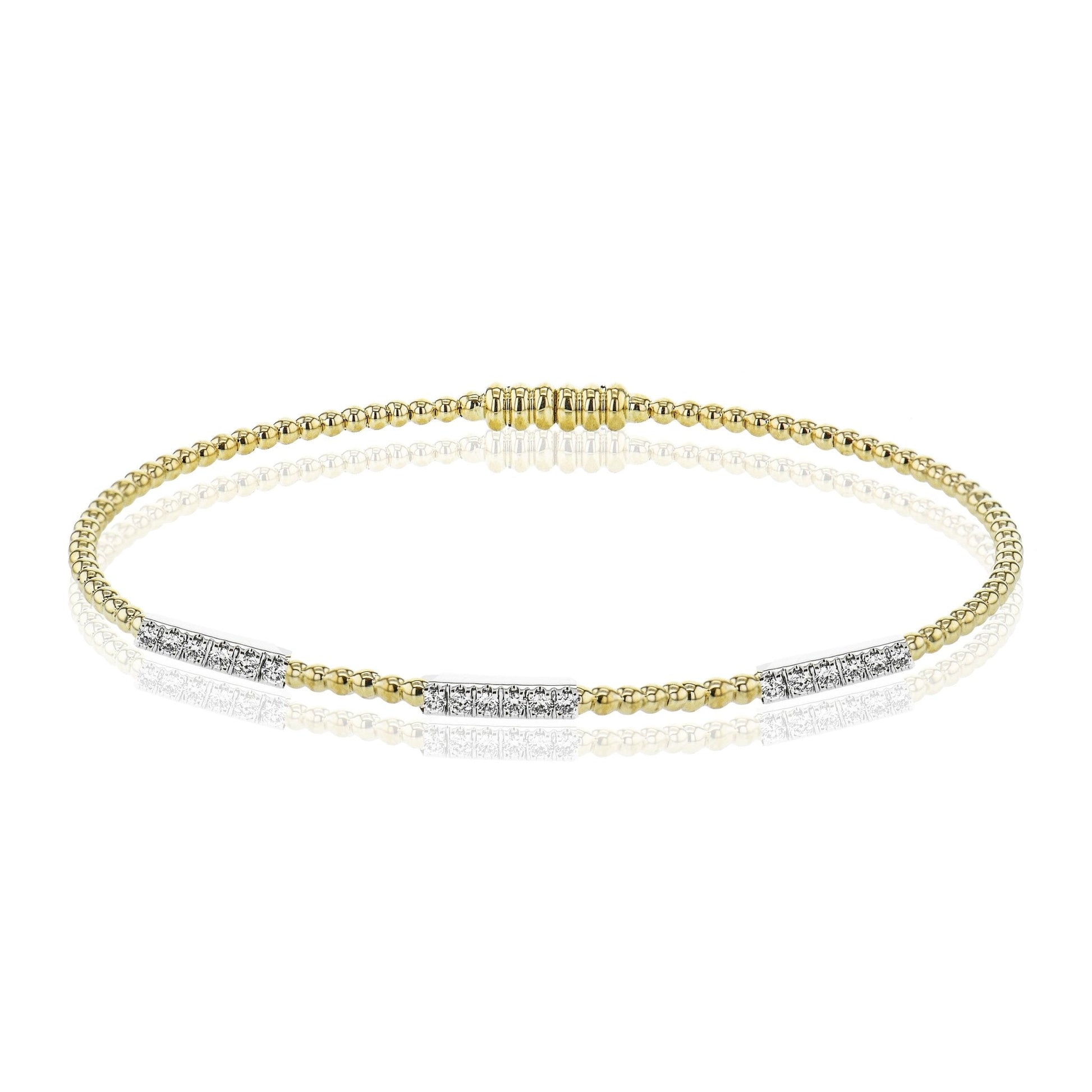 Beaded Bangle in 18k Gold with Diamonds