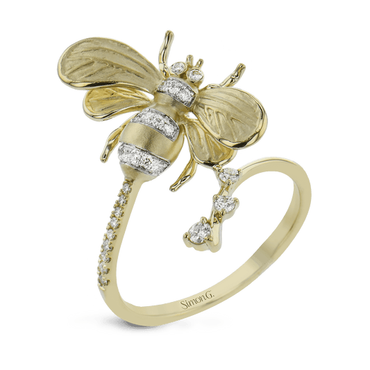 Bee Fashion Ring In 18k Gold With Diamonds