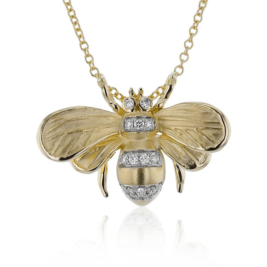 Bee Gemstone Pendant Necklace in 18k Gold with Diamonds
