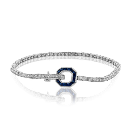 Buckle Bracelet in 18k Gold with Diamonds & Sapphires