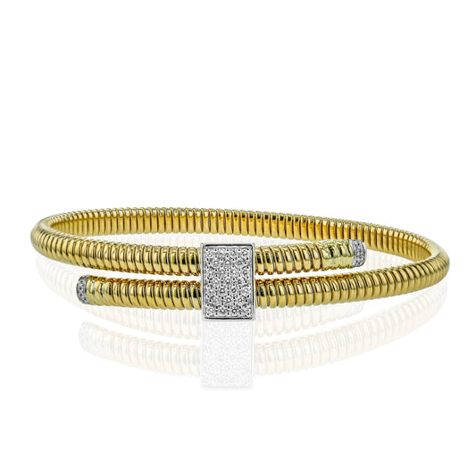 Cable Bangle in 18k Gold with Diamonds