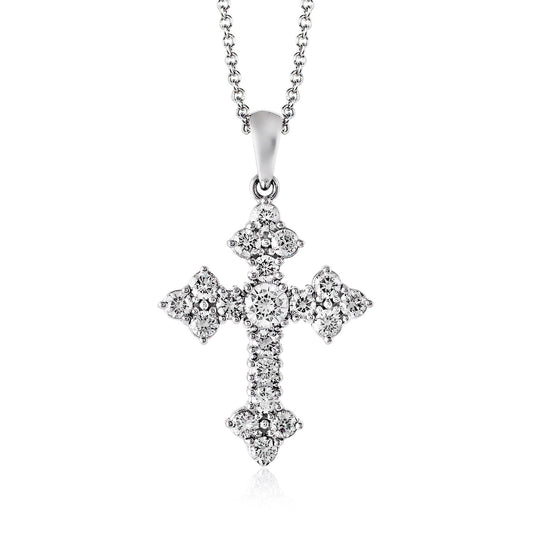 Cross Pendant in 18k Gold with Diamonds