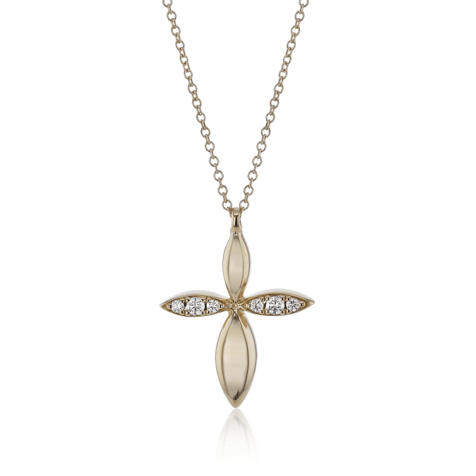 Cross Pendant Necklace in 18k Gold with Diamonds