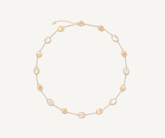 18kt yellow gold necklace with oval elements and mother-of-pearl