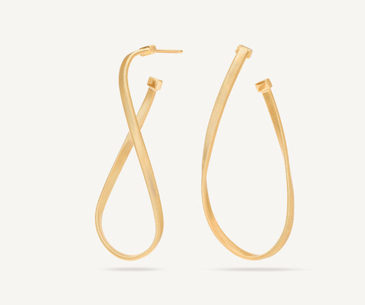 18kt yellow gold twisted irregular hoop earrings, medium