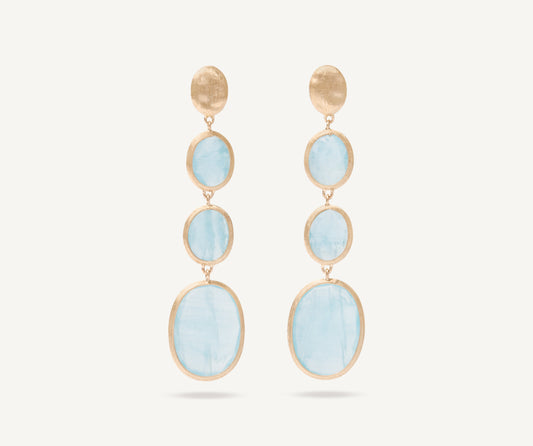 18kt yellow gold pendant earring with aquamarines