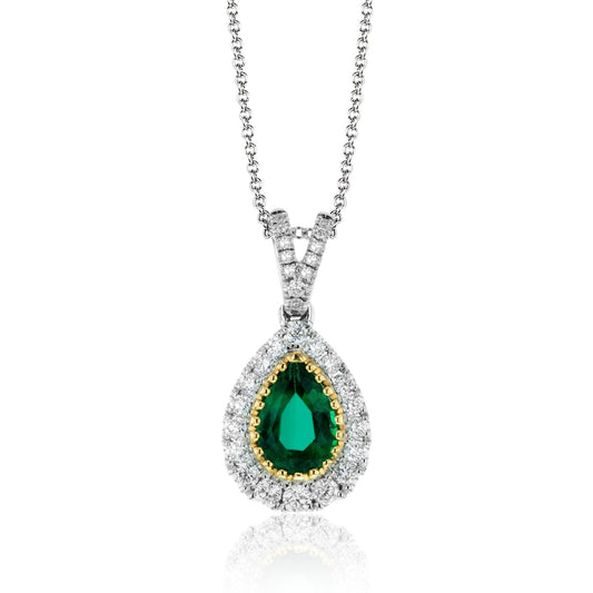 Emerald Pendant in 18k Gold with Diamonds