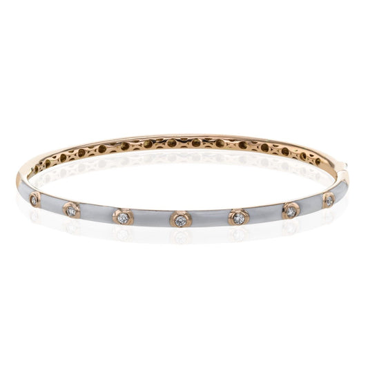 Enamel Bangle in 18k Gold with Diamonds
