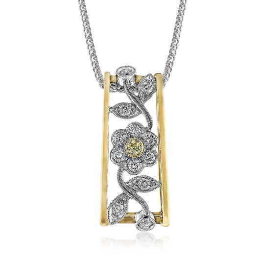 Floral Pendant in 18k Gold with Diamonds