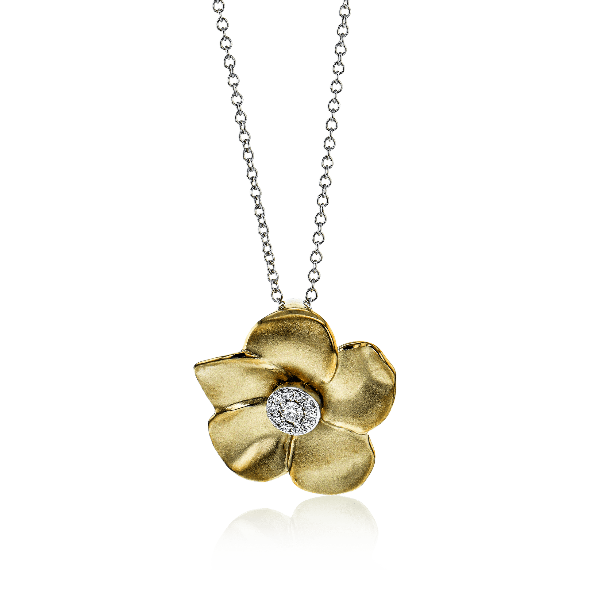 Flower Pendant Necklace in 18k Gold with Diamonds