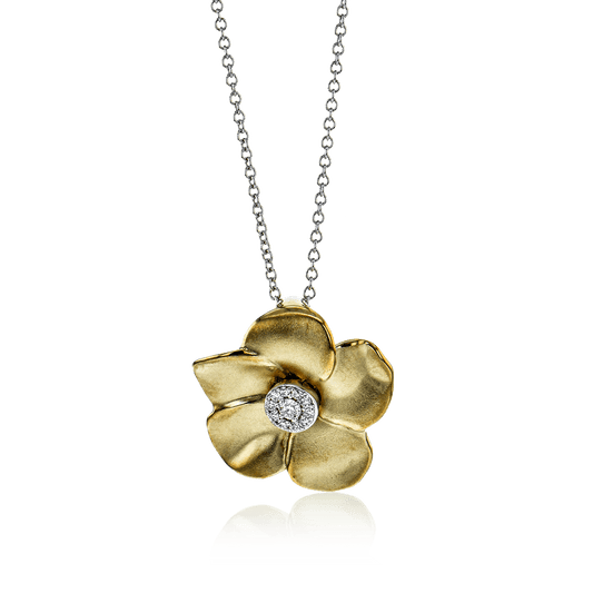 Flower Pendant Necklace in 18k Gold with Diamonds