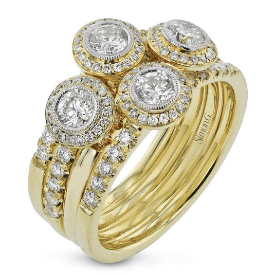 Four-Stone Halo Fashion Ring In 18k Gold With Diamonds