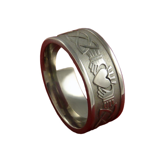 Lashbrook Designs Silver/Alt Metal Wedding Bands - Men's 9FCLADDAGHCELTIC