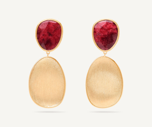 18K Yellow Gold Double Drop Thulite Earrings