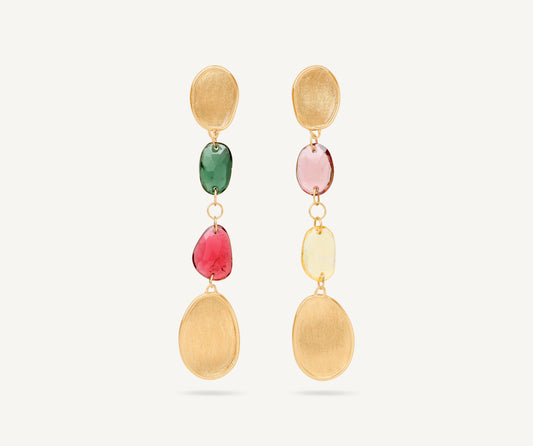 18K Yellow Gold Mixed Tourmaline Drop Earrings