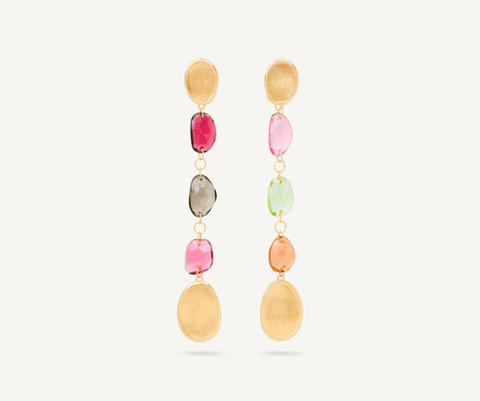 18K Yellow Gold Mixed Tourmaline Statement Earrings