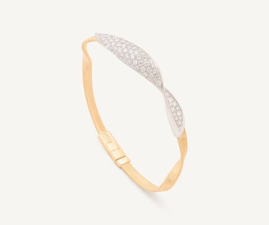 18K Yellow Gold Bracelet with Wide Diamond Pav Crossover