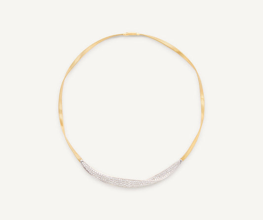 18kt yellow gold necklace with central diamond pav��