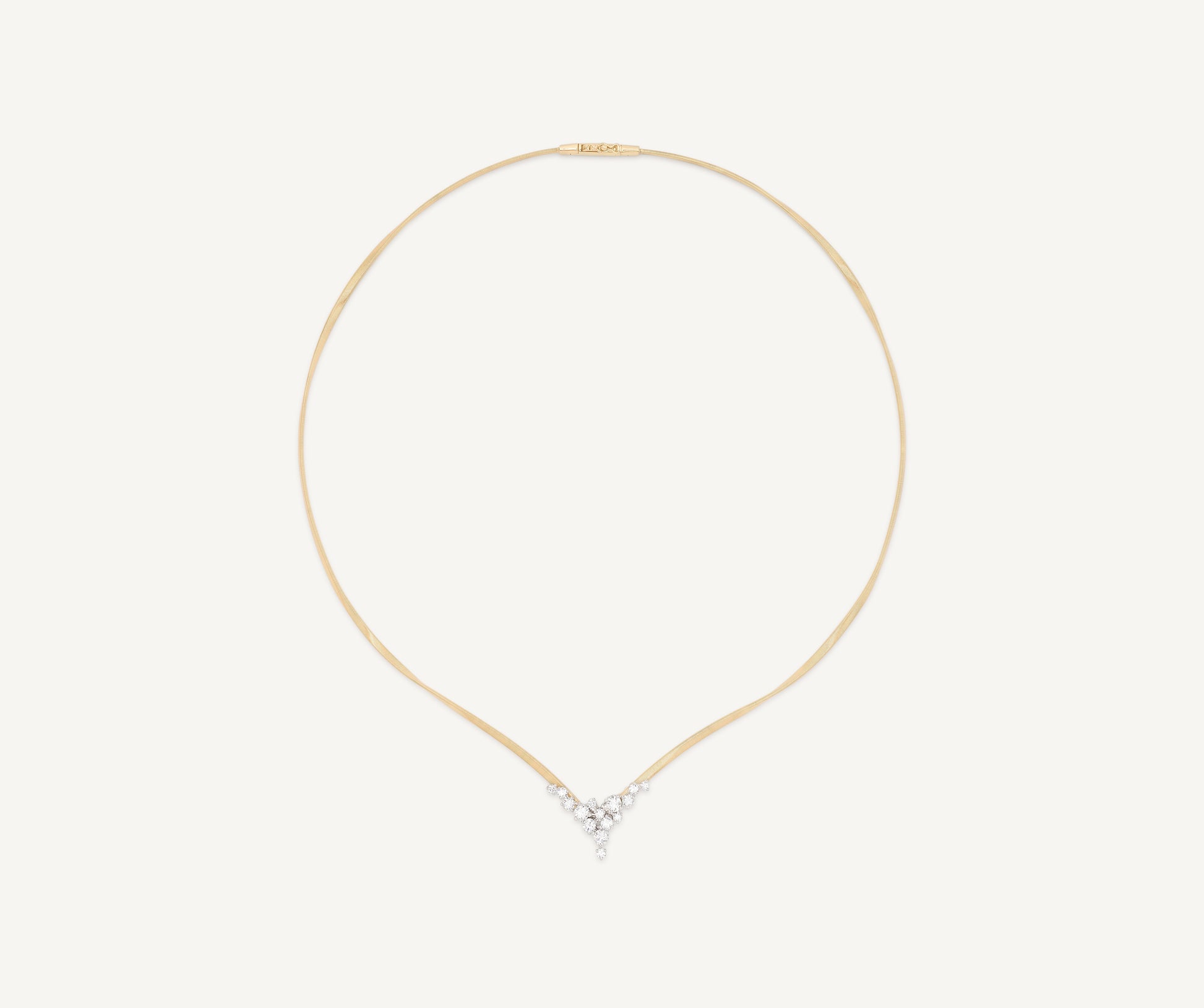 18K Yellow Gold Necklace with Diamond V-Cluster