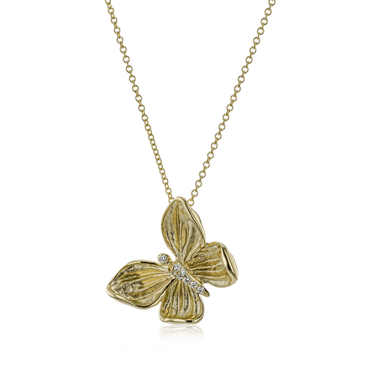 Monarch Butterfly Pendant Necklace in 18k Gold with Diamonds