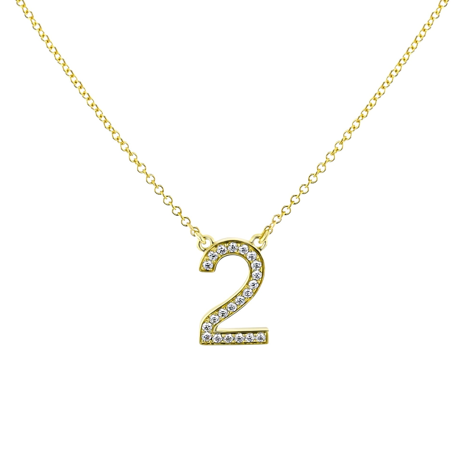 Personalized Number Pendant Necklace in 18k Gold with Diamonds