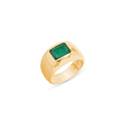 14k Yellow Gold and Emerald Bomb Ring - One of a Kind